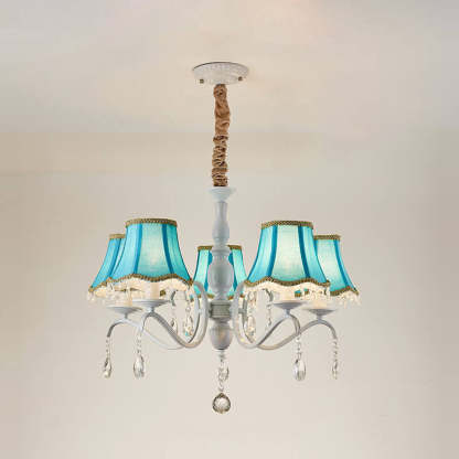 Modern Cone Iron Crystal Fabric Chandelier