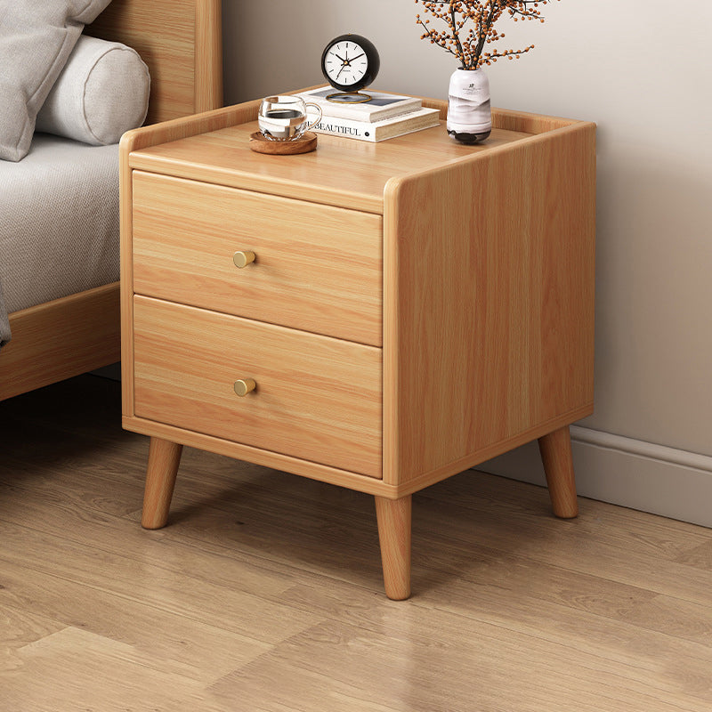 Chinese Wood 2-Drawer Nightstand
