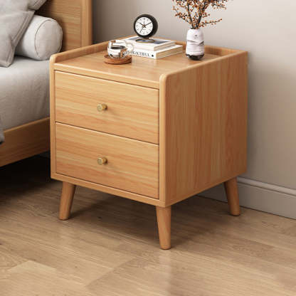 Chinese Wood 2-Drawer Nightstand