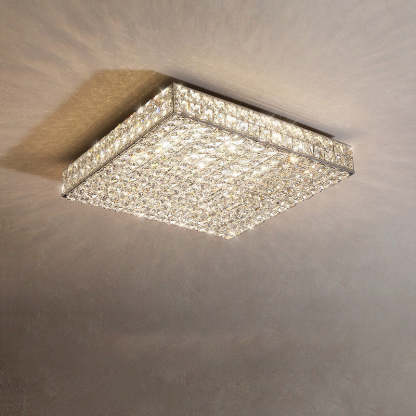 Modern Stainless Steel Crystal Rectangular LED Flush Light
