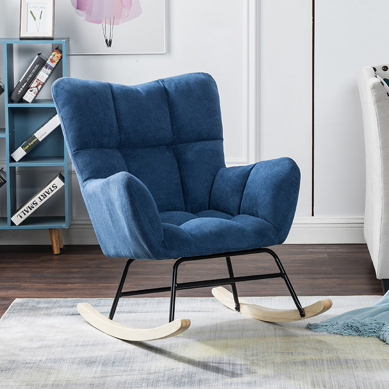 Nordic Patchwork Linen Rocking Chair