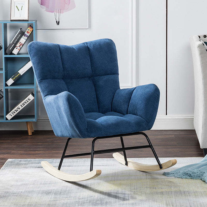 Nordic Patchwork Linen Rocking Chair