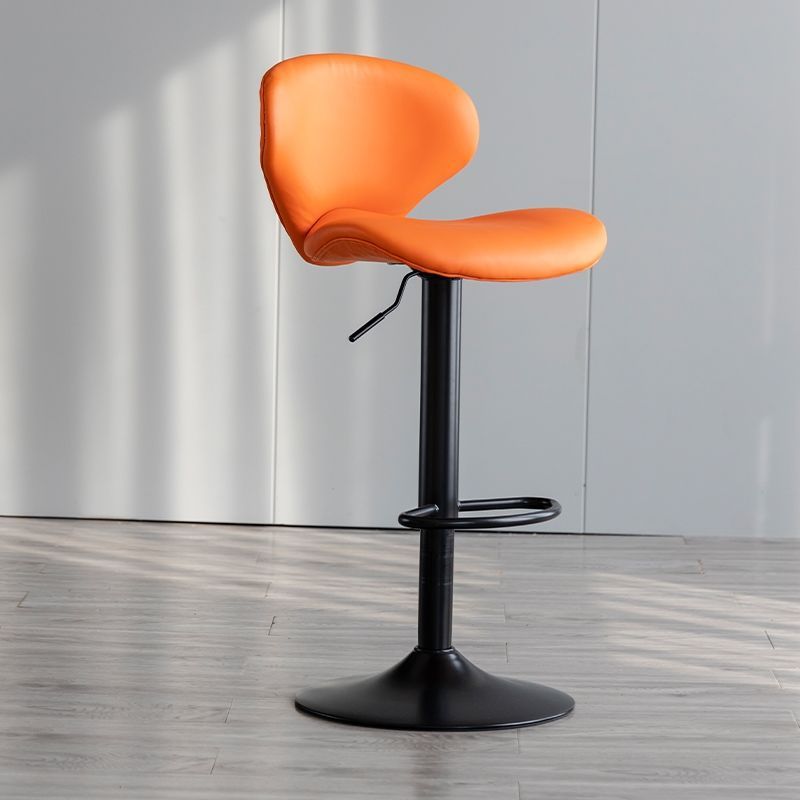 Lighom minimalist curved gray bar & counter stools in leather — Orange