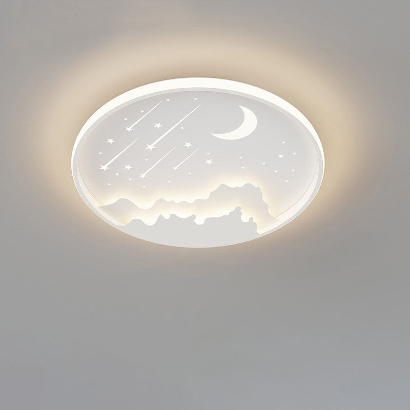 Modern Iron Round Kids LED Flush Mount Light