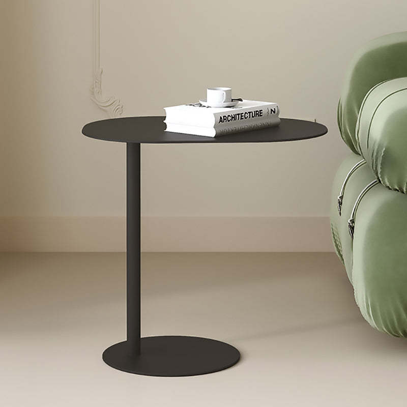 Minimalist Geometric Round Iron End Table — Orange