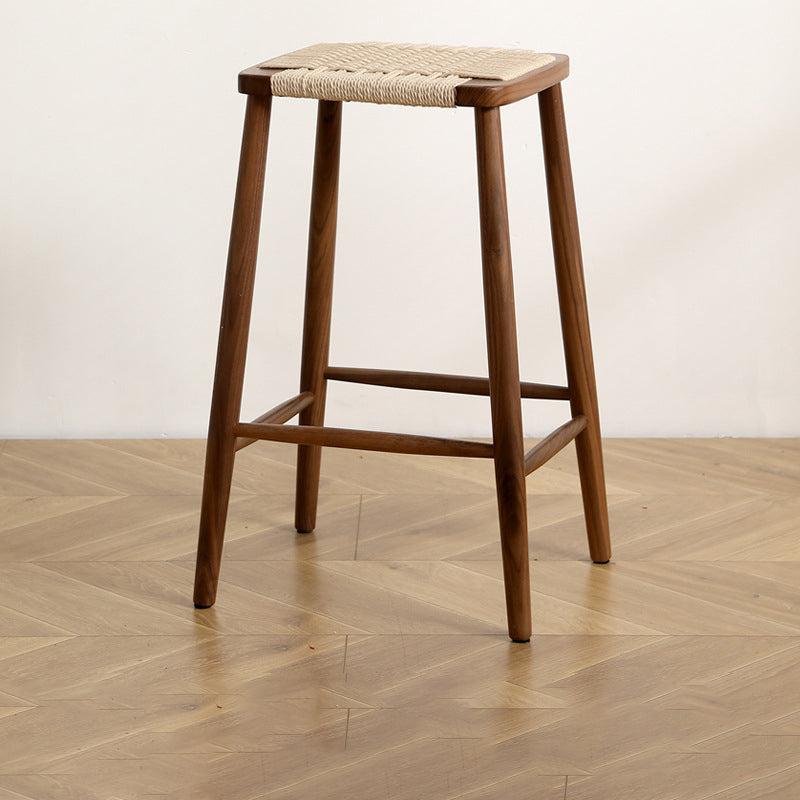 Japanese Rope Woven Wooden Bar Stool