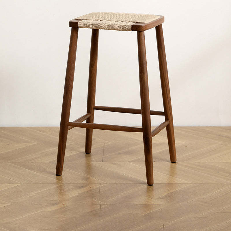 Japanese Rope Woven Wooden Bar Stool
