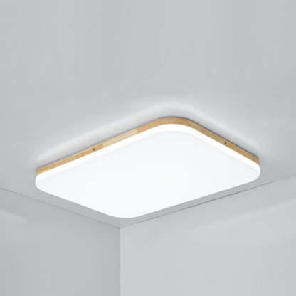 Nordic Solid Wood Rectangular LED Flush Mount Light