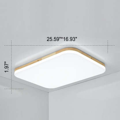 Nordic Solid Wood Rectangular LED Flush Mount Light