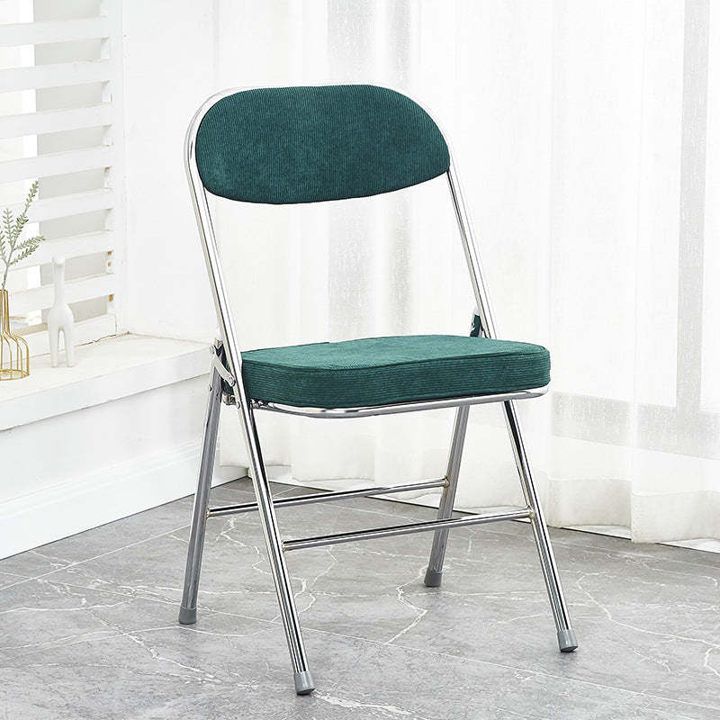 Lighom foldable steel dining chairs & benches for dining room — Dark Green / Silver