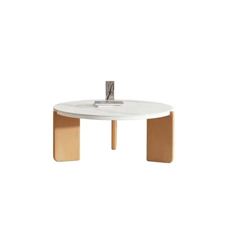Contemporary Rock Beam Three-Leg Wood Coffee Table