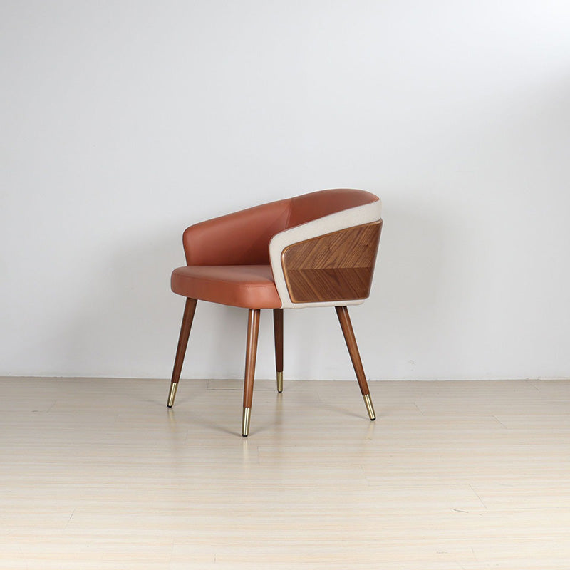 Curved PU Leather Wood Dining Chair — Gray - Leather