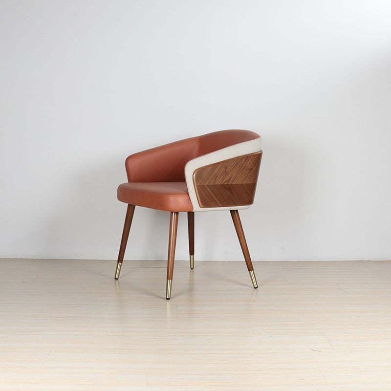 Curved PU Leather Wood Dining Chair — Gray - Leather
