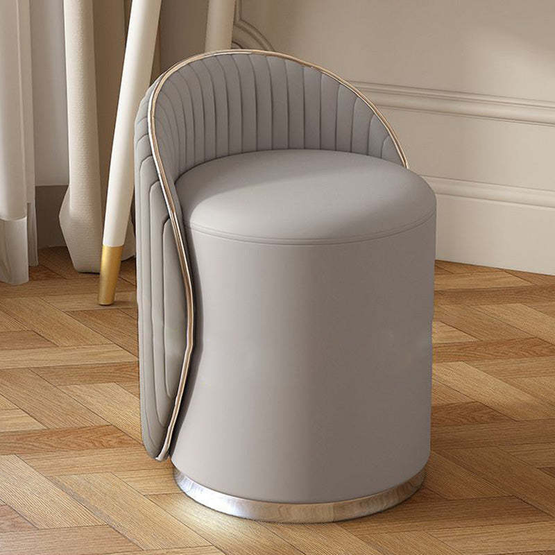 Minimalist Cylinder Iron Leather Vanity Stool