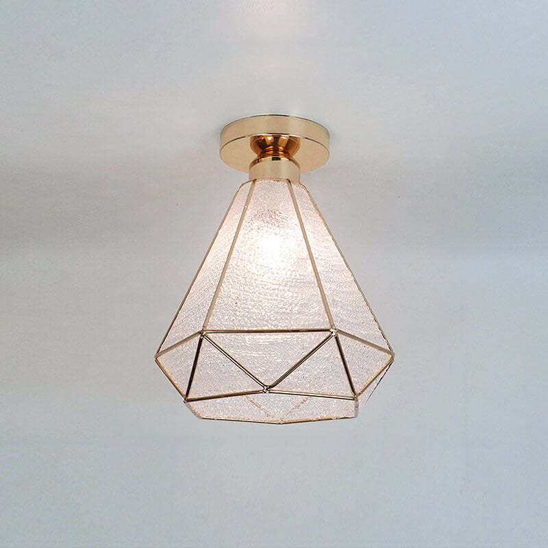 European Glass Gold Semi-Flush Ceiling Light — E / 110V-120V For US/CA