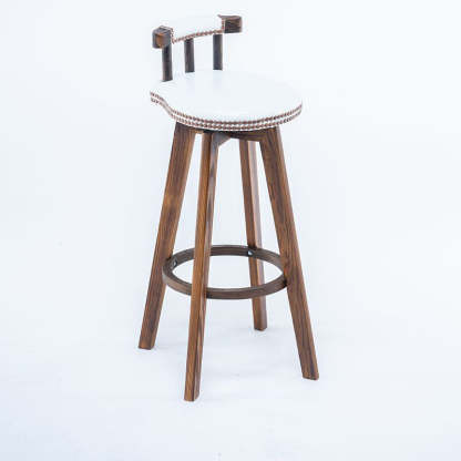 Retro Leather Wood Swivel Bar Stool