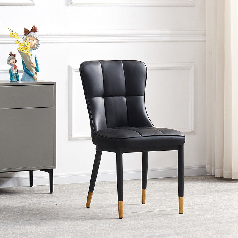 Nordic Lattice Leather Steel Dining Chair — White