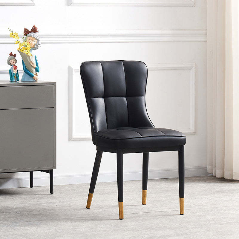 Nordic Lattice Leather Steel Dining Chair — White