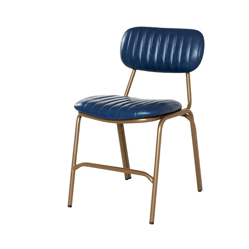 Industrial Leather Iron Striped Dining Chair