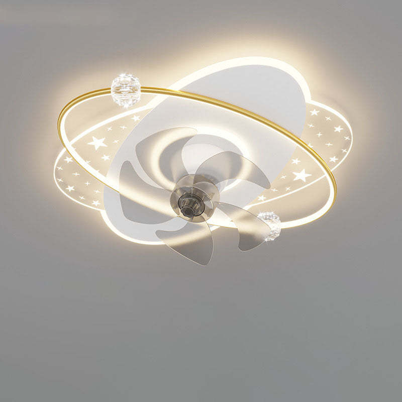Contemporary Iron Acrylic Round LED Semi-Flush Fan Light