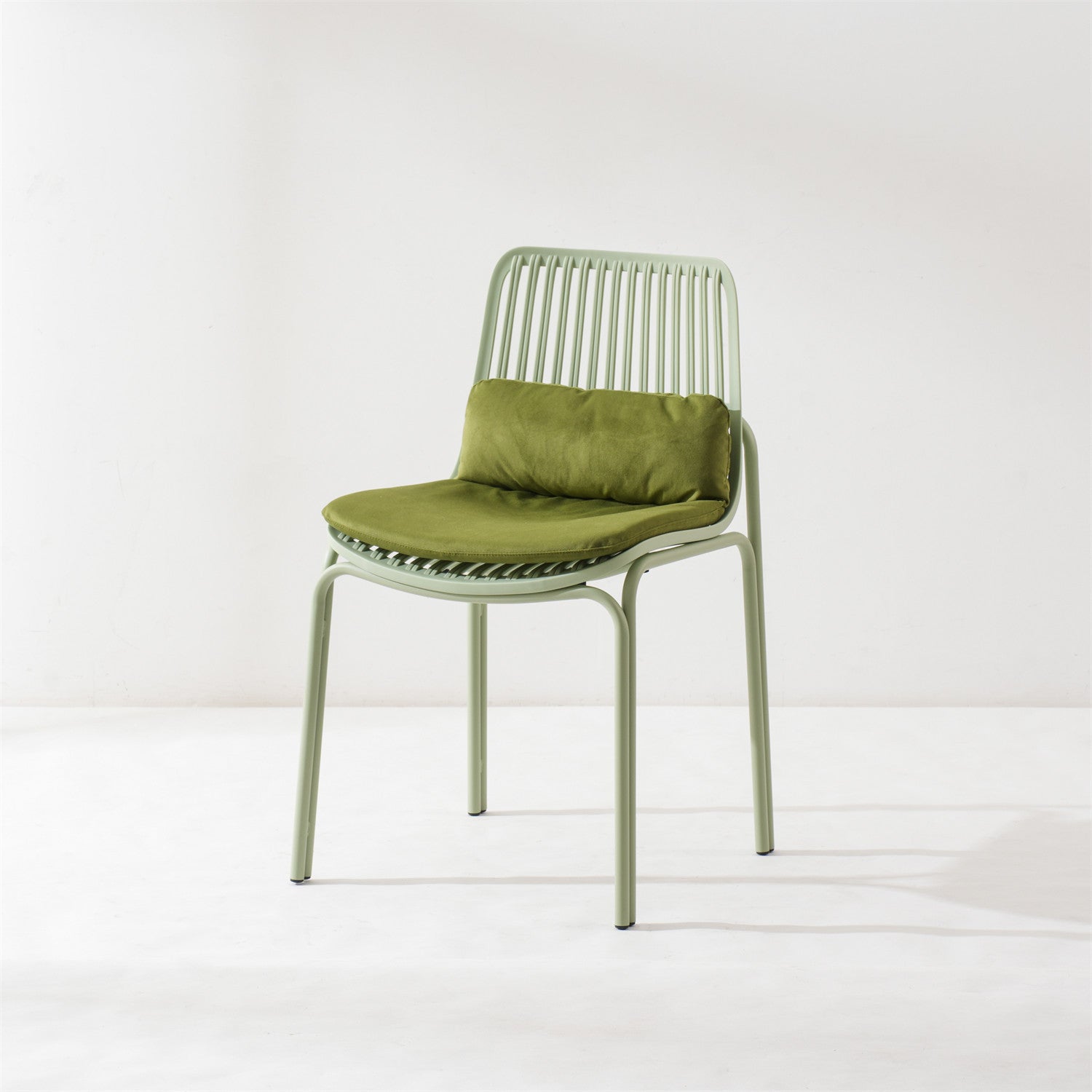 Minimalist Cushion Plastic Metal Dining Chair — B / Black