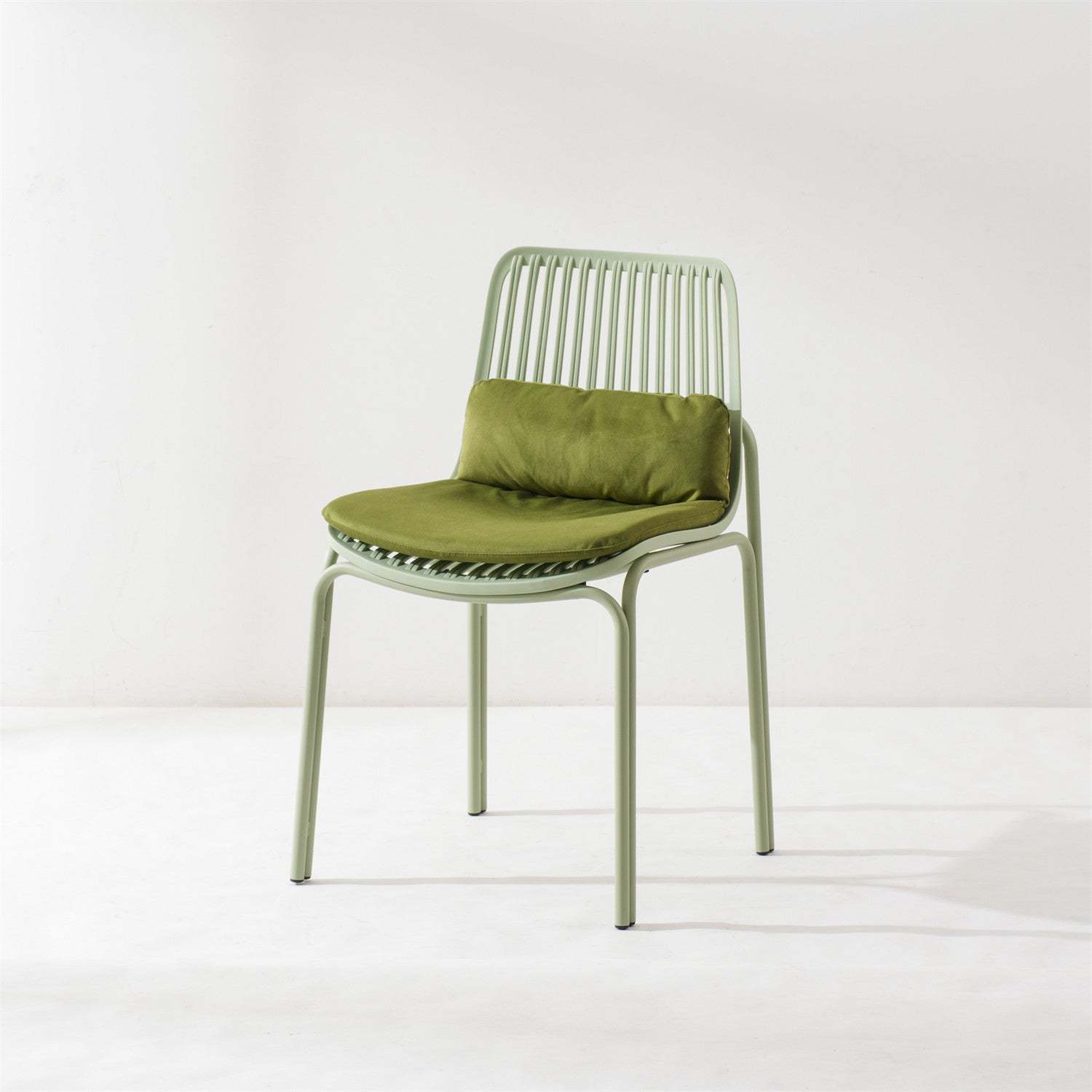 Minimalist Cushion Plastic Metal Dining Chair — B / Black