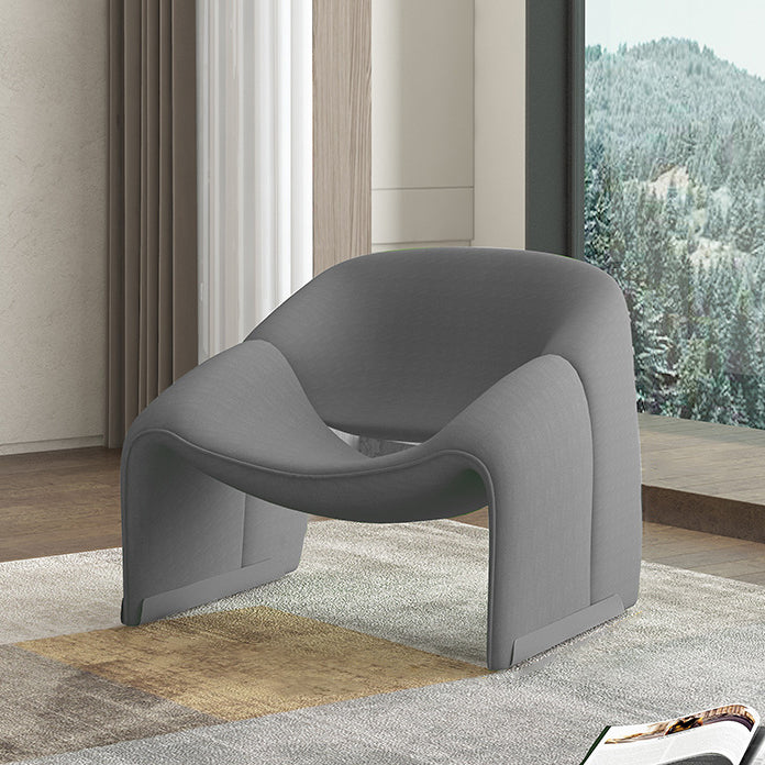 Scandinavian Curved Stainless Steel Lambswool Accent Chair