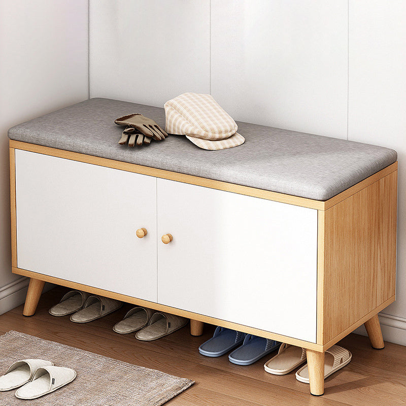 Scandinavian Solid Wood 2-Cabinet Shoe Storage — Brown + Black