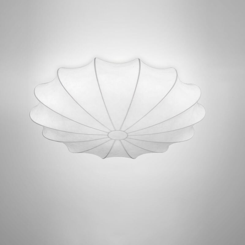 Nordic White Beige Round Faux Silk Flush Ceiling Light
