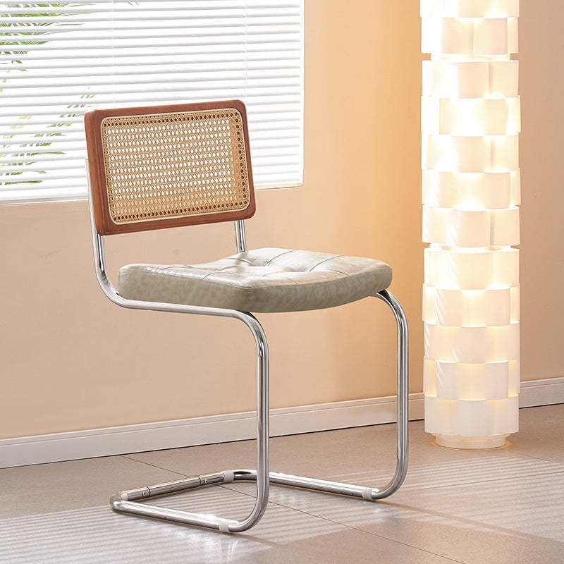 Vintage Rattan Leather Iron Armchair