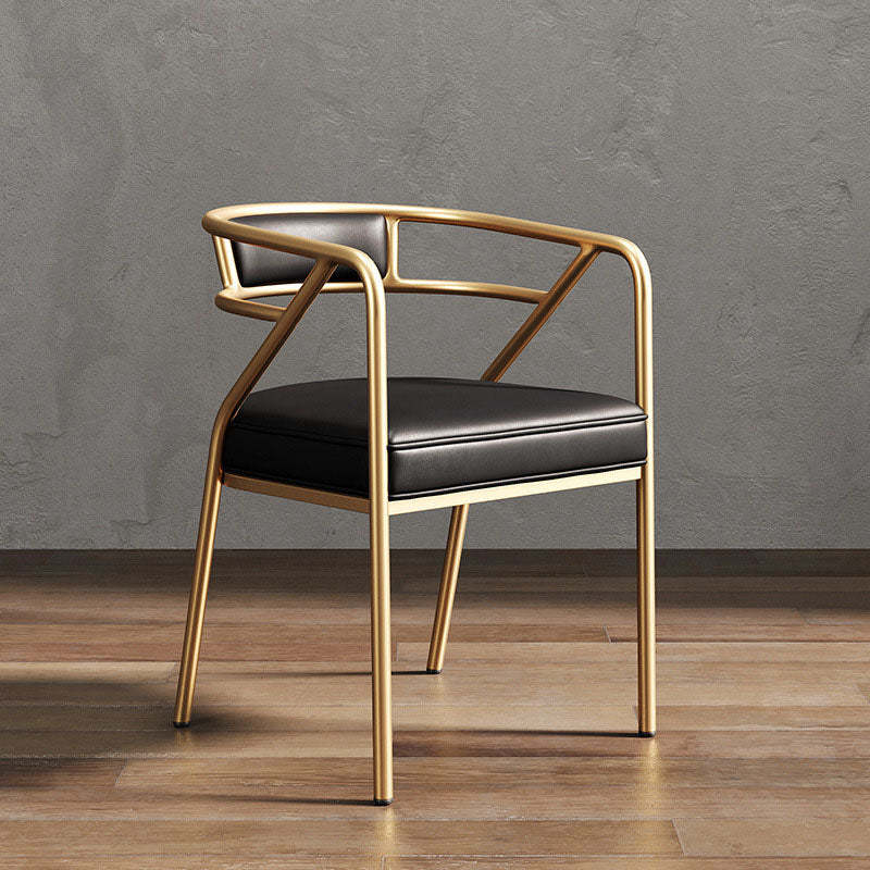 Modern Ring Leather Linen Alloy Dining Chair