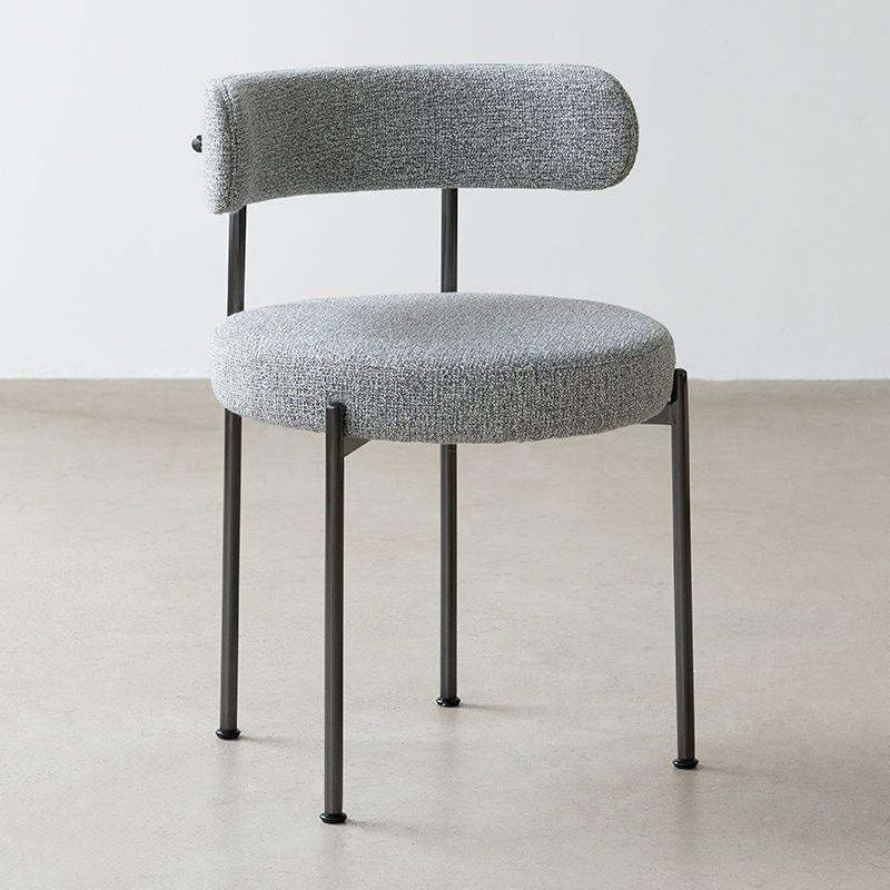 Lighom minimalist round tubular-leg velvet dining chairs & benches — Cotton Linen / Gray / Black