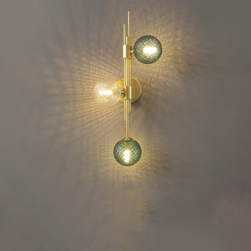 Minimalist orb gray wall sconces in glass — Right / Amber / 110V-120V (US/CA