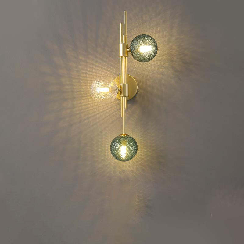 Minimalist orb gray wall sconces in glass — Right / Amber / 110V-120V (US/CA