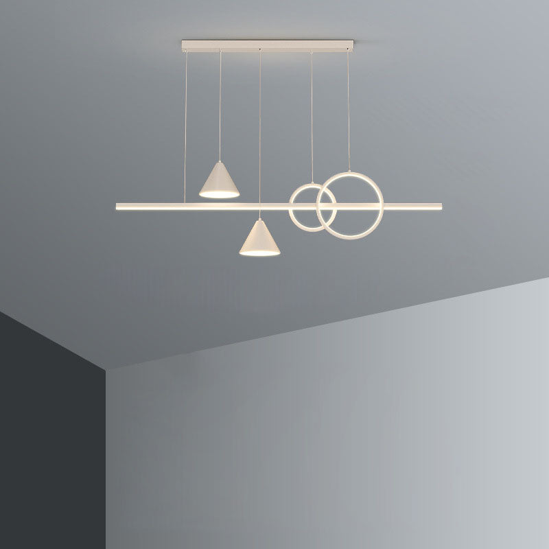 Minimalist Cone Circle Iron Acrylic LED Island Chandelier