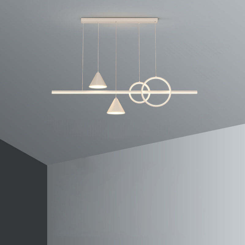 Minimalist Cone Circle Iron Acrylic LED Island Chandelier