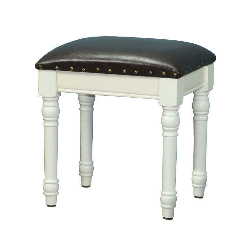 Scandinavian Linen Leather Wood Vanity Stool