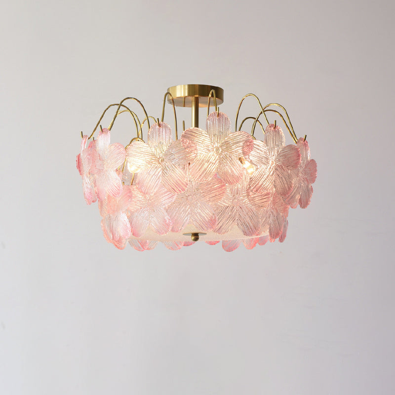 French Iron Round Flower 5/6-Light Ceiling Light