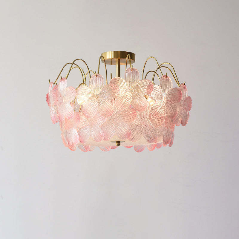 French Iron Round Flower 5/6-Light Ceiling Light