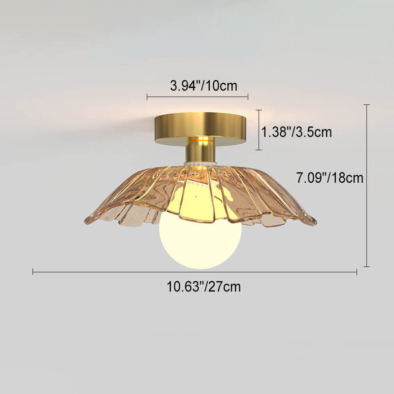 Modern Glass Iron Flower 1-Light Semi-Flush Ceiling Light — D / 110V-120V For US/CA