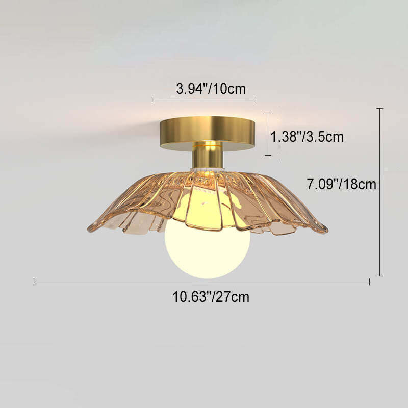 Modern Glass Iron Flower 1-Light Semi-Flush Ceiling Light — D / 110V-120V For US/CA