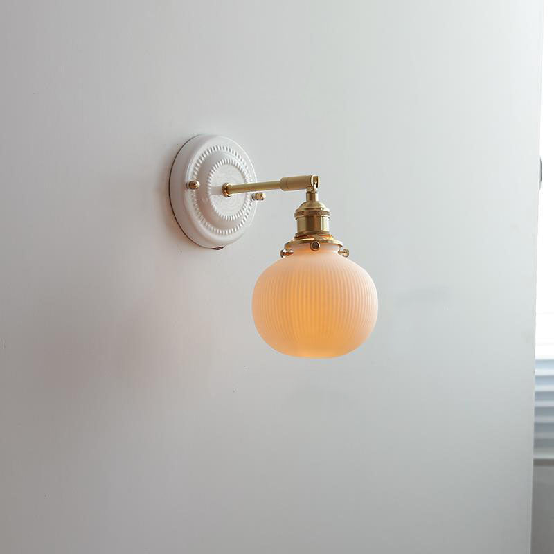 Vintage Japanese Ceramic Brass Sconce — F / 110V-120V For US/CA
