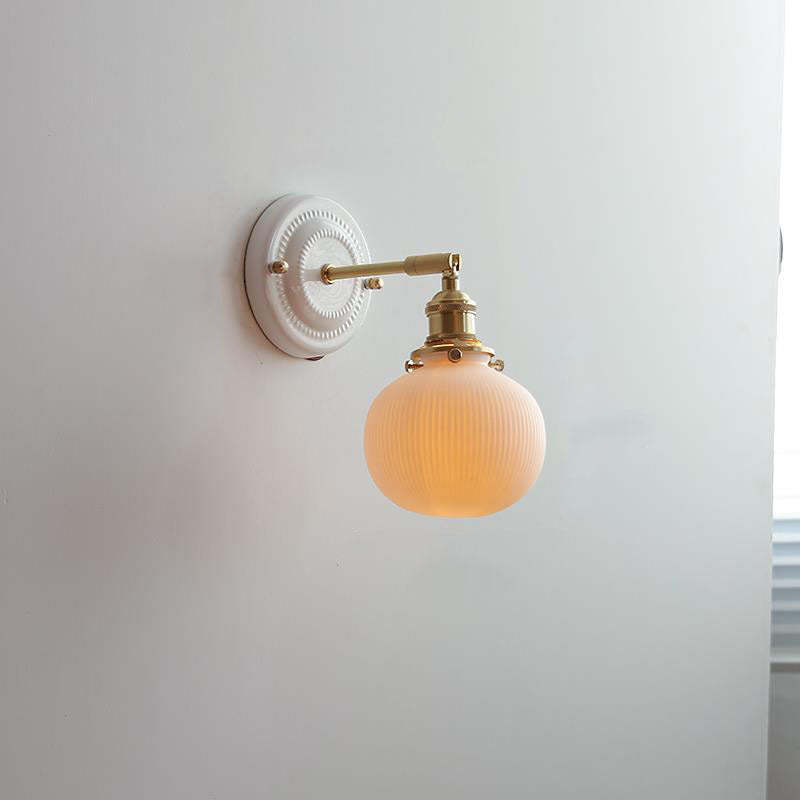 Vintage Japanese Ceramic Brass Sconce — F / 110V-120V For US/CA