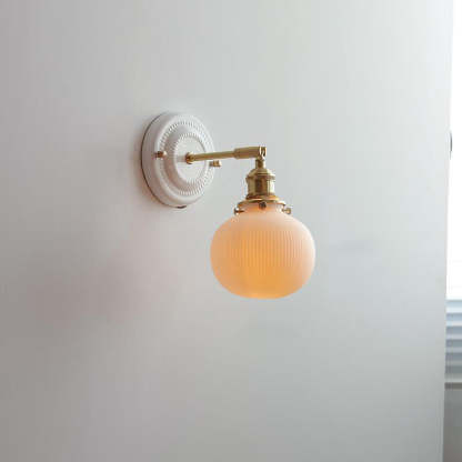 Vintage Japanese Ceramic Brass Sconce — F / 110V-120V For US/CA