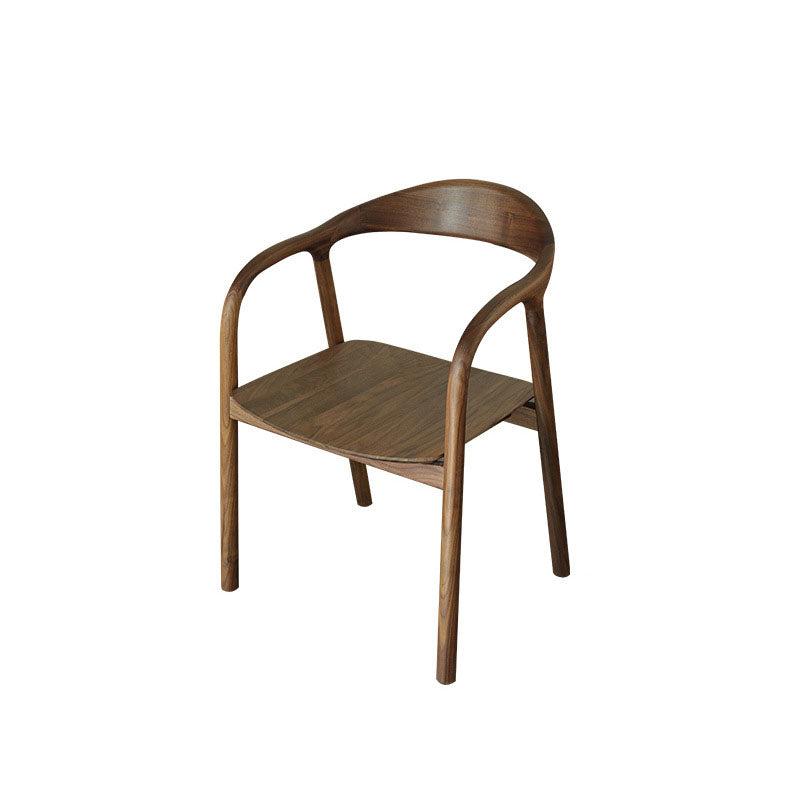 Traditional Chinese Walnut Curved Dining Chair