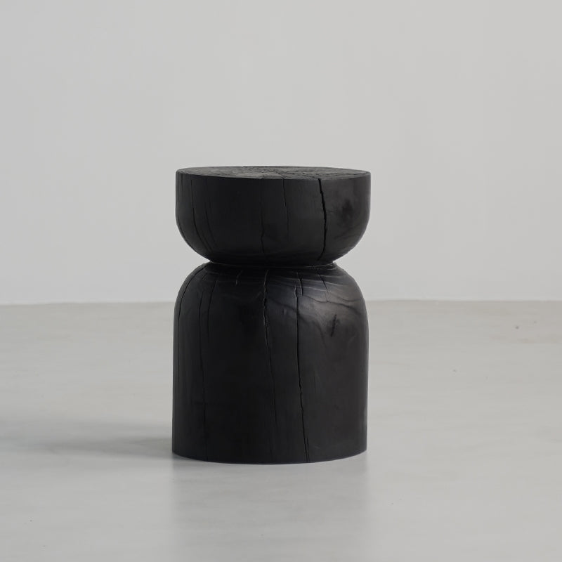 Japanese Wabi-Sabi Wood Geometric End Table — J