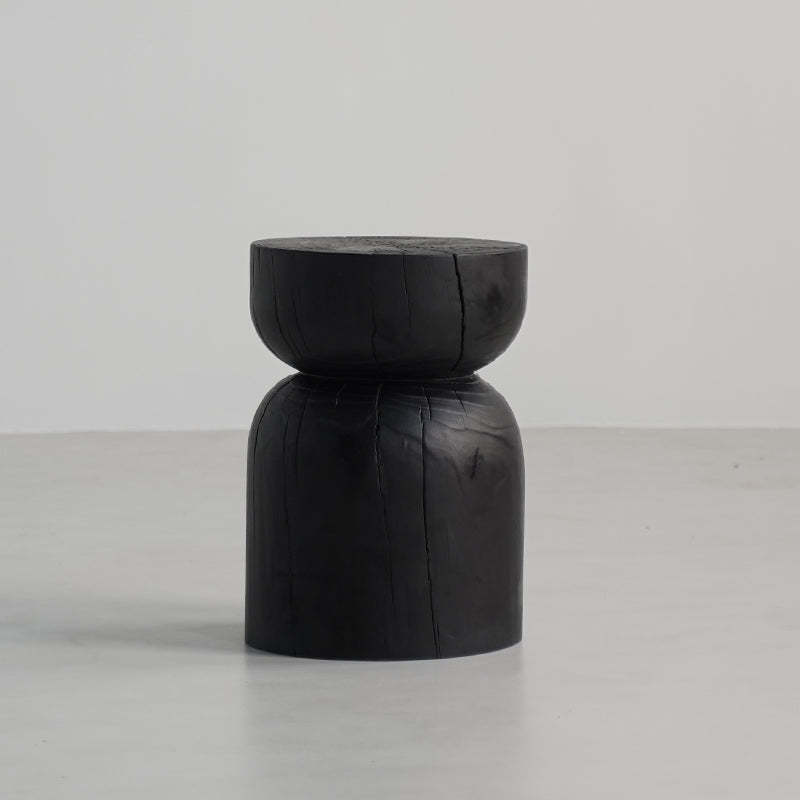 Japanese Wabi-Sabi Wood Geometric End Table — J