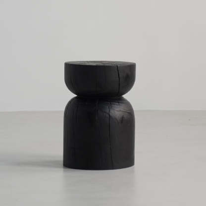 Japanese Wabi-Sabi Wood Geometric End Table — J