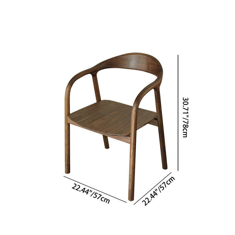 Traditional Chinese Walnut Curved Dining Chair