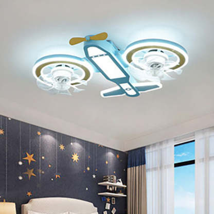 Cartoon aircraft kids ceiling fans in acrylic